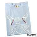 Dirt & Diamonds Baseball PUFF Comfort Colors T-Shirt Hoodie, Sweatshirt | GrindPrints.com