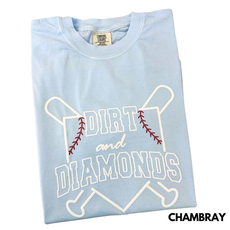 Dirt & Diamonds Baseball PUFF Comfort Colors T-Shirt Hoodie, Sweatshirt | GrindPrints.com