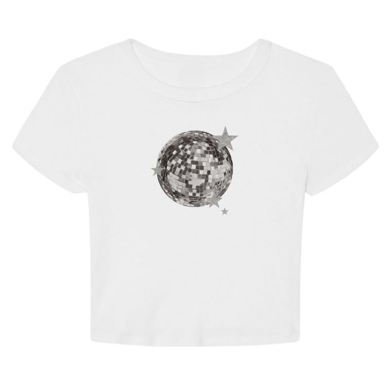 Disco Ball Y2K Aesthetic Cropped Graphic T-Shirt Hoodie, Sweatshirt | GrindPrints.com
