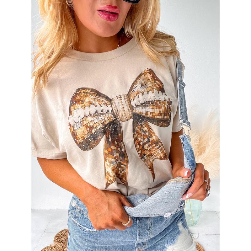 Disco Bow Football Graphic Top T-Shirts, Hoodie, Sweatshirt | GrindPrints.com