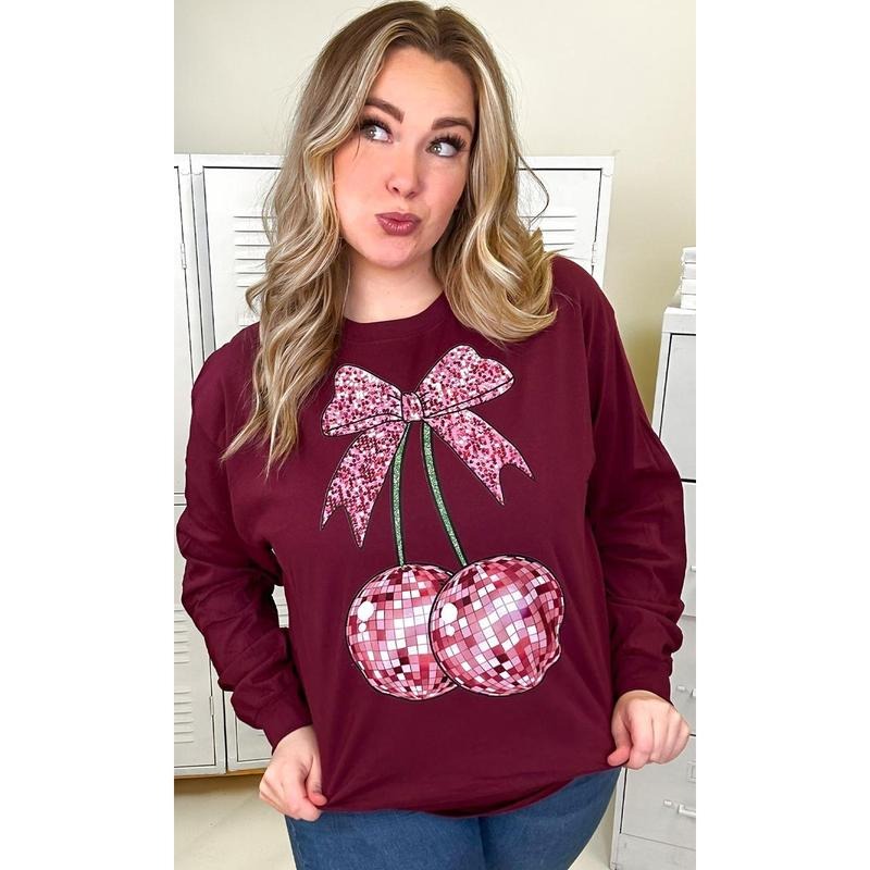 Disco Bow Long Sleeve Graphic T-Shirt Hoodie, Sweatshirt | GrindPrints.com