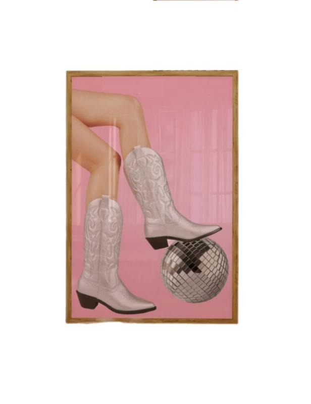 Disco Cowgirl Wall Art, Cowgirl Dorm Decor, Funky Disco Wall Print Poster Bar Cart, Preppy Pink Room Decor Aesthetic,...