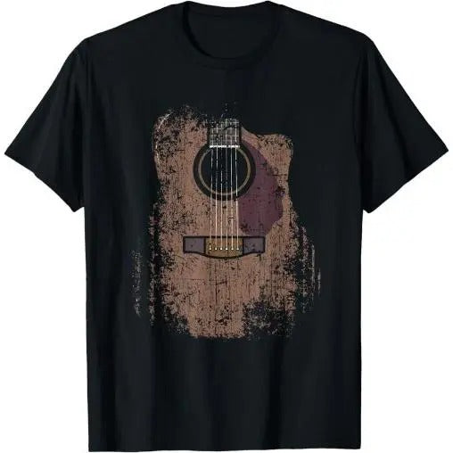 Distressed Acoustic Guitar Vintage Player Rock &amp; Roll Music T-Shirt Made in USA Hoodie, Sweatshirt | GrindPrints.com