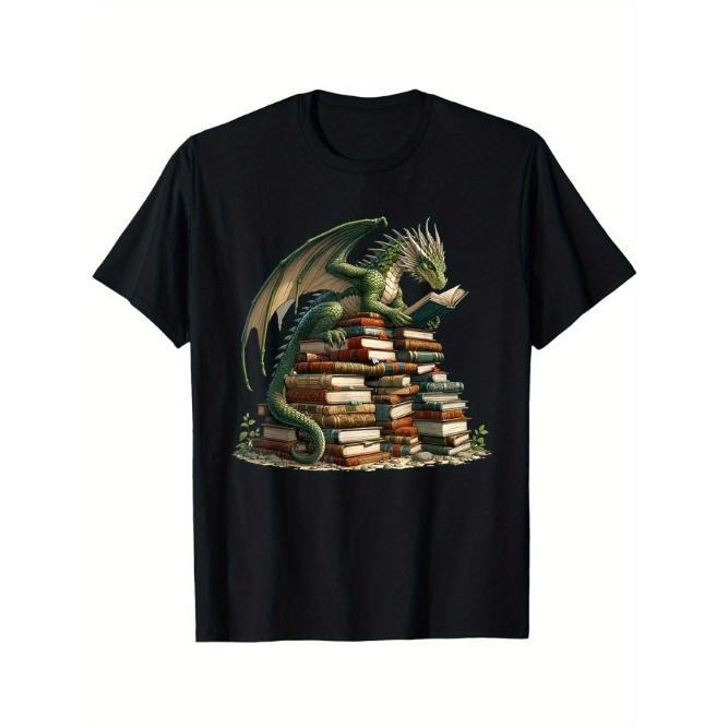 Distressed Bookworm Dragons Reading Book - Dragons and Books T-Shirt Made in USA Hoodie, Sweatshirt | GrindPrints.com