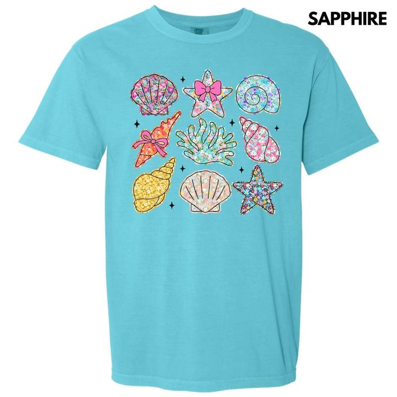 Ditzy Seashell Collage Comfort Colors T-Shirt 'NLB' Hoodie, Sweatshirt | GrindPrints.com