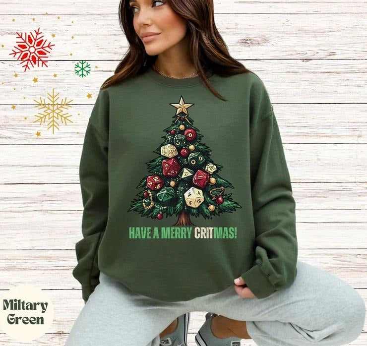DnD Have A Merry Christmas Sweatshirt, DnD Christmas Sweatshirt, Merry CritMas, Gift For Board Game Lovers, Board Gamer...