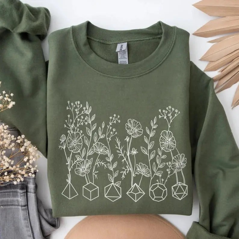 Dnd T Shirts, Dungeon Master Sweatshirt, Dandelion Flower Dice, Dnd Gifts for Dm T-Shirt, d&d Apparel Funny, Dnd Birthday...