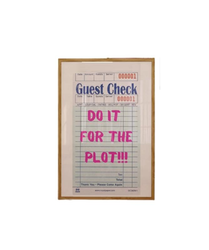 Do It For The Plot Guest Check Print, Trendy Wall Art, Guest Check Poster Print, Retro Trendy Art For Dorm Room College,...