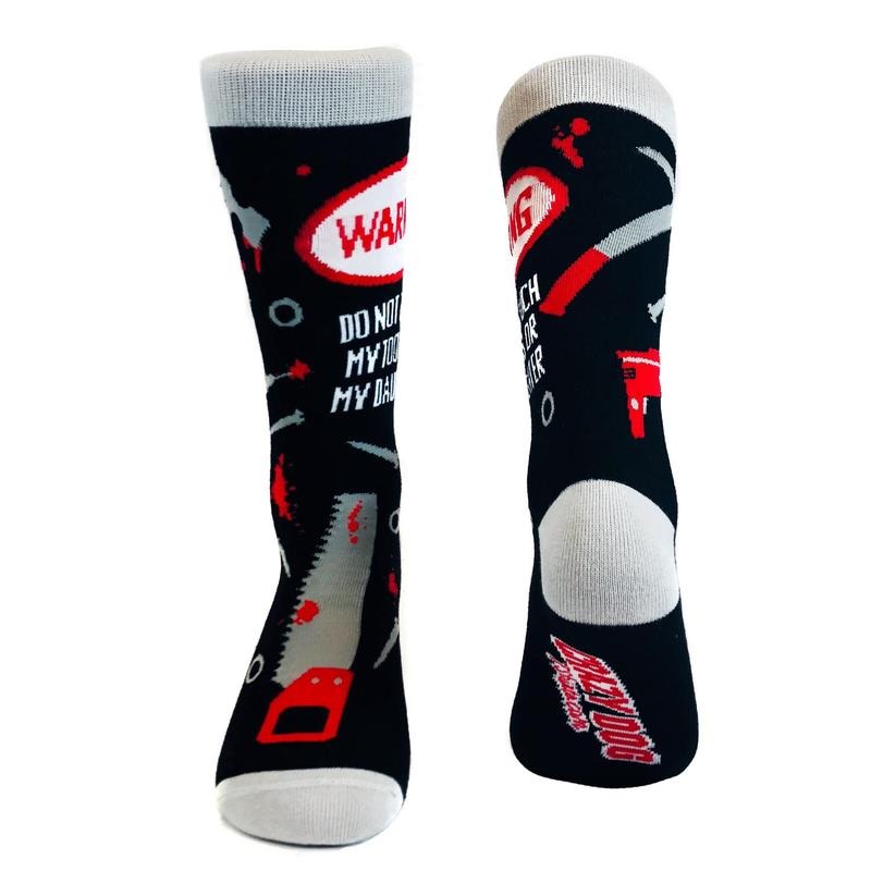 Do Not Touch My Tools Or My Daughter Funny Novelty Socks Gag Gift for Dad Crazy (Black) - Mens (7-12) Funny Graphic Socks...