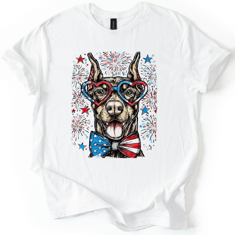 Doberman Patriotic Dog USA America Pet Lover 4th July Soft Soft T-Shirts, Hoodie, Sweatshirt