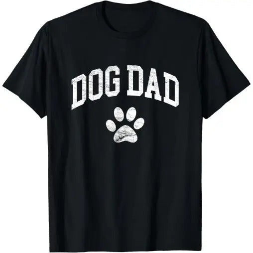 Dog Dad - Distressed Design Style - Funny Dog Paw - Classic T-Shirt Made in USA Hoodie, Sweatshirt | GrindPrints.com