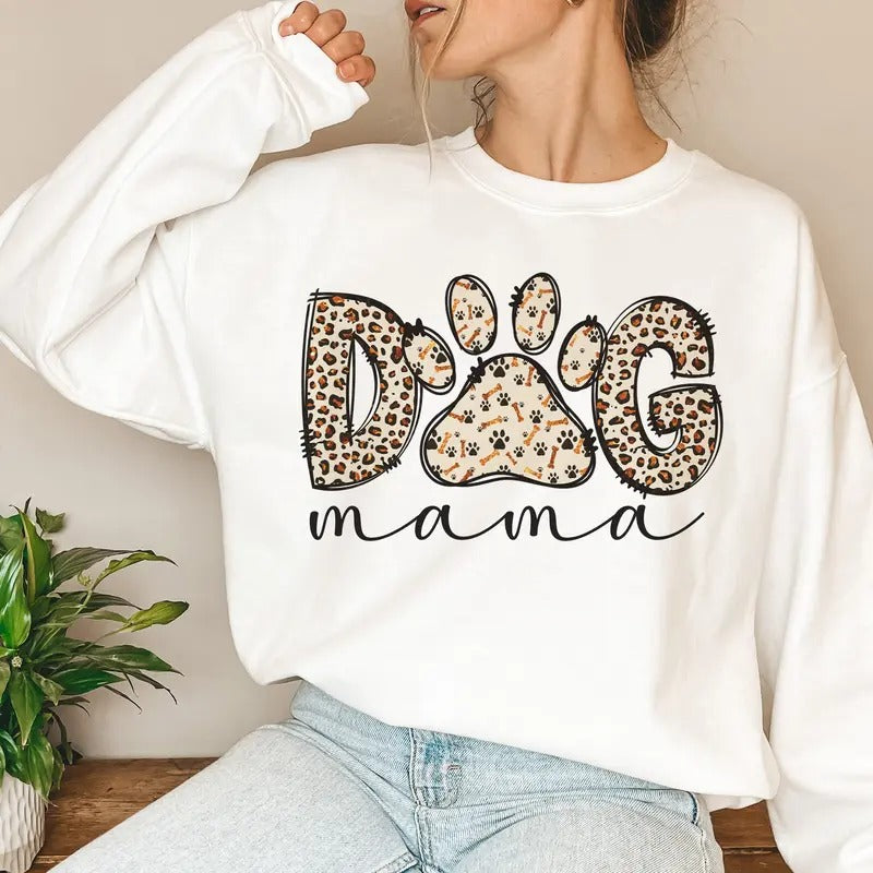 Dog Mama Sweatshirt, Mom Leopard Sweatshirt, Mom Sublimation Sweatshirt, Leopard Mama Sweatshirt, Mother's Day Gift, Gift...
