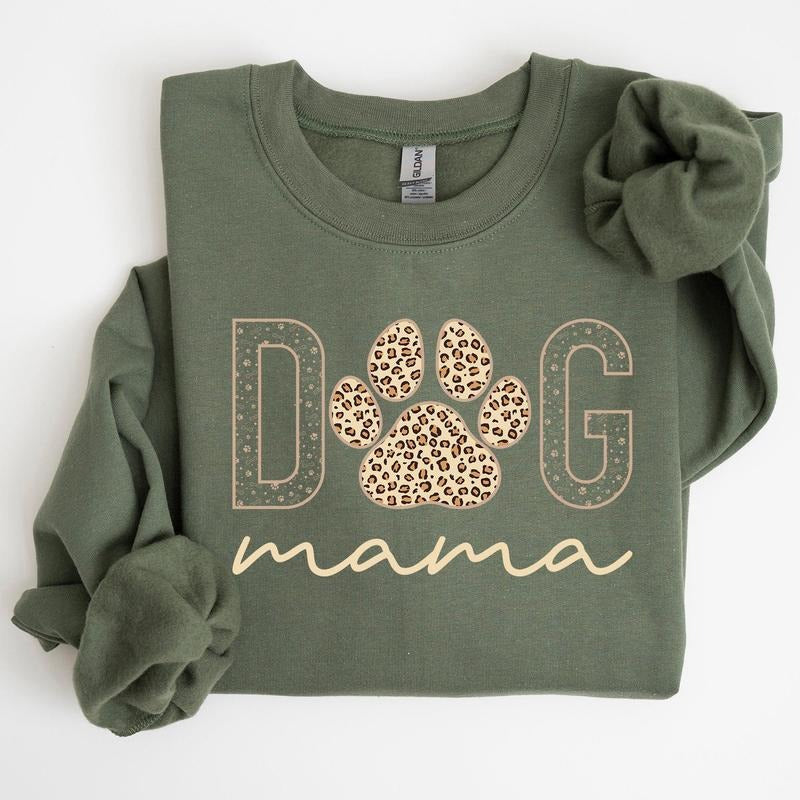 Dog Mama, Leopard Print Sweatshirt, Mother's Day Gift T-Shirts, Hoodie | GrindPrints.com