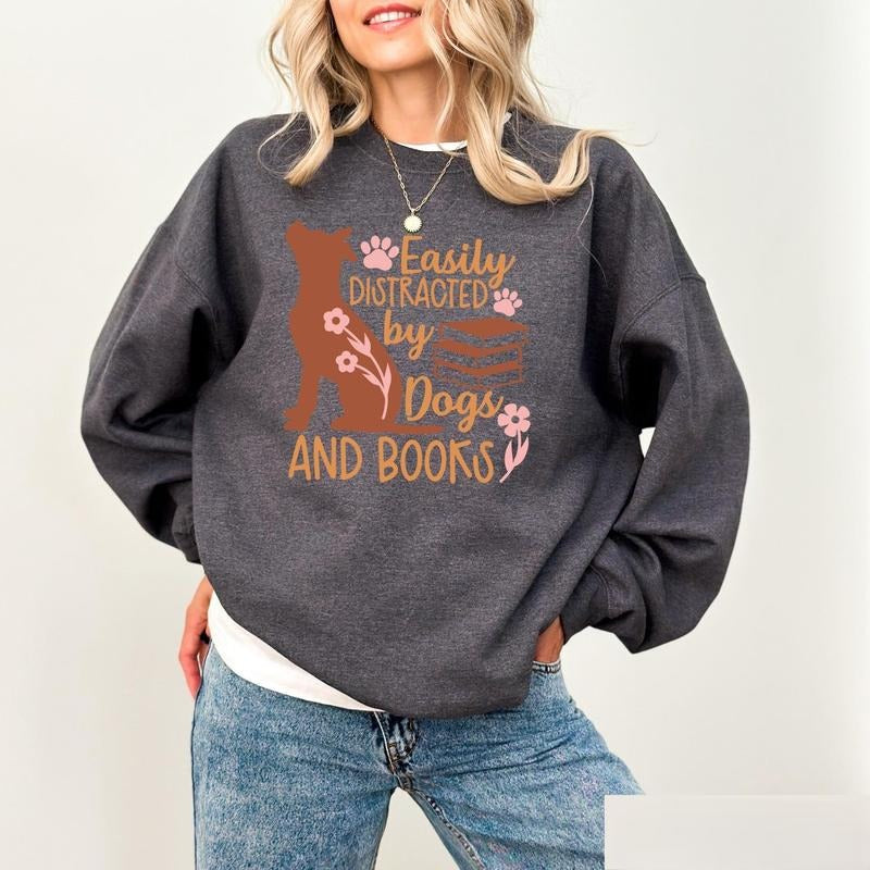 Dogs And Books Hoodie, Read Book Sweatshirt, Bookish Sweater, Reading Hoodie, Book Lover Hoodie, Librarian Gift, Book...
