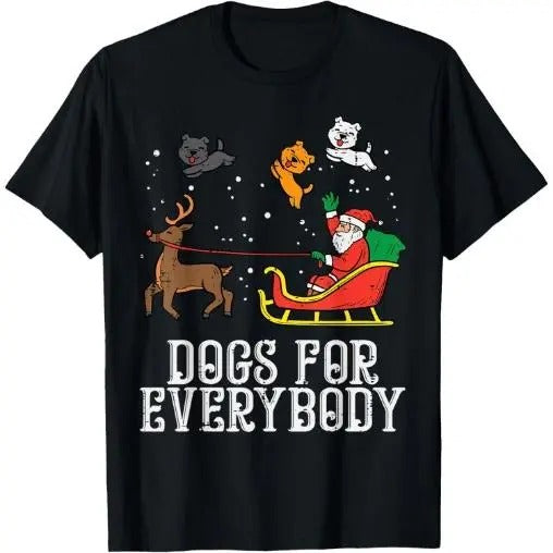 Dogs For Everybody Santa Funny Christmas Xmas T-Shirt Made in USA Hoodie, Sweatshirt | GrindPrints.com