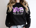 Domestic Violence Sweatshirt, Peace Love Hoodie, Purple Ribbon Sweatshirt, Survivor Hoodie, Awareness Ribbon, Family...