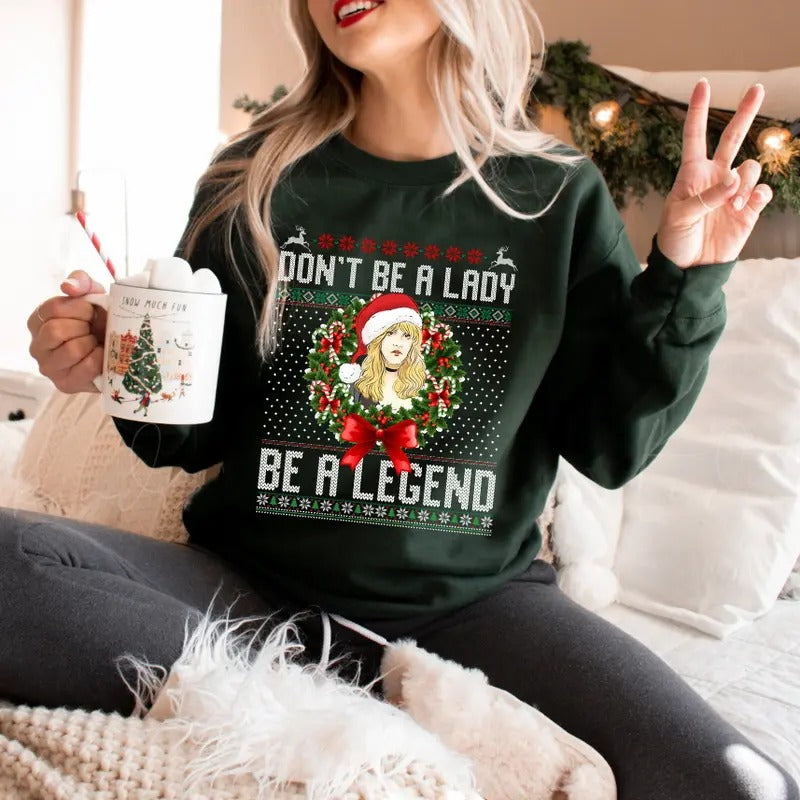 Don't Be A Lady Stevie Nicks Christmas Shirt Sweatshirt Hoodie, Christmas Sweatshirt, Gift For Her | GrindPrints.com