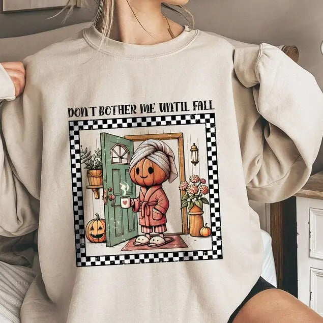 Don't Bother Me Until Fall Sweatshirt, Pumpkin Spooky Season Sweatshirt, Funny Halloween Shirt for Mama, Cute Ghost...