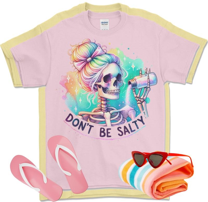 Don't be Salty Tee - Summer T-shirt - Don't be salty beach design Tee Soft 100% Cotton Hoodie, Sweatshirt | GrindPrints.com
