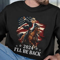 Donald Trummpp 2024 T-Shirt - Trummp Riding a Horse with The American Flag - Cowboy Trummp Sweatshirt - Trummp Hoodie -...