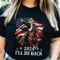 Donald Trump 2024 Shirt - Trump Riding a Horse with The American Flag - Cowboy Trump Tshirt - Trump Shirt - Republican Gifts