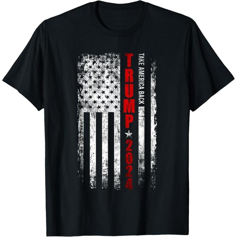 Donald Trump 2024 Take America Back American Flag Patriotic T-Shirt made in usa Hoodie, Sweatshirt | GrindPrints.com
