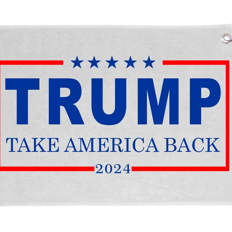 Donald Trump 2024 Take America Back USA United States of America Grommeted Golf Towel with Clip Cotton Gift T-Shirts,...