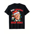 Donald Trump Christmas Print Men's Cotton Casual T-shirt, Short Sleeve Crew Neck Top, Men's Xmas Clothing made in usa...