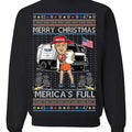 Donald Trump Merry Christmas Merica's Full, Cousin Eddie Christmas Vacation Garbage for Trump Cotton Crewneck T-Shirts,...