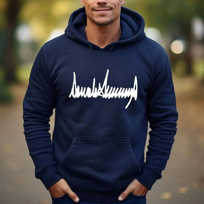 Donald Trump Signature Hoodie, Donald Trump 2024 American Shirt, Election 2024, MAGA Hoodie Sweatshirt | GrindPrints.com