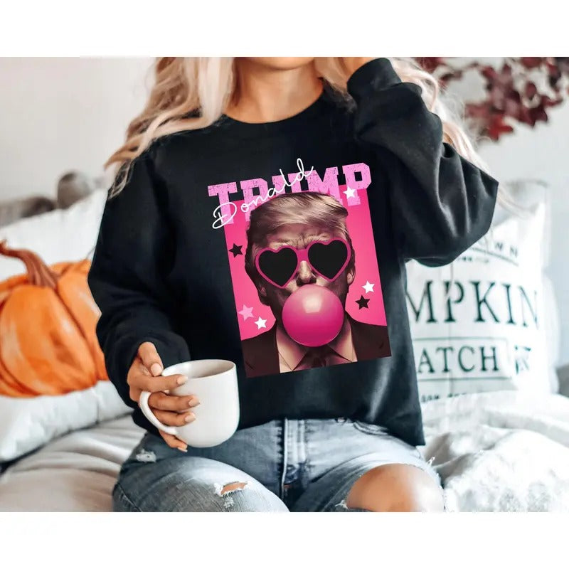 Donald Trump Sweatshirt Election Trump Shirt Trump Pink Sun Glasses Trump Bubble Gum Tshirt Bubblegum Trump Shirt Funny...