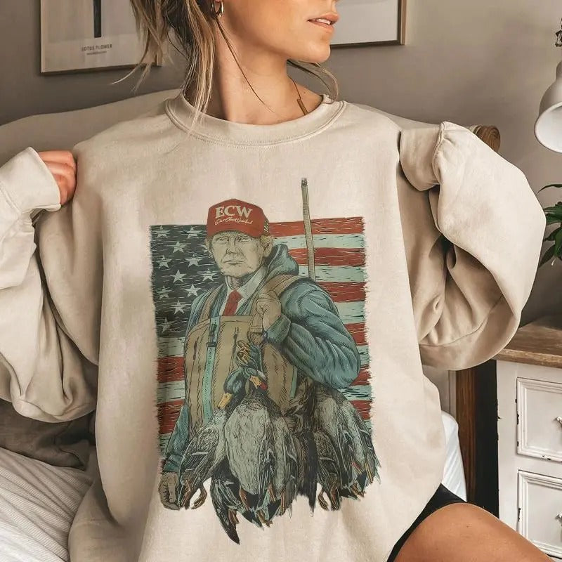 Donald.T Stacks Ducks Sweatshirt, Retro Hunting Sweater, Sweatshirt For Men And Women T-Shirts, Hoodie | GrindPrints.com