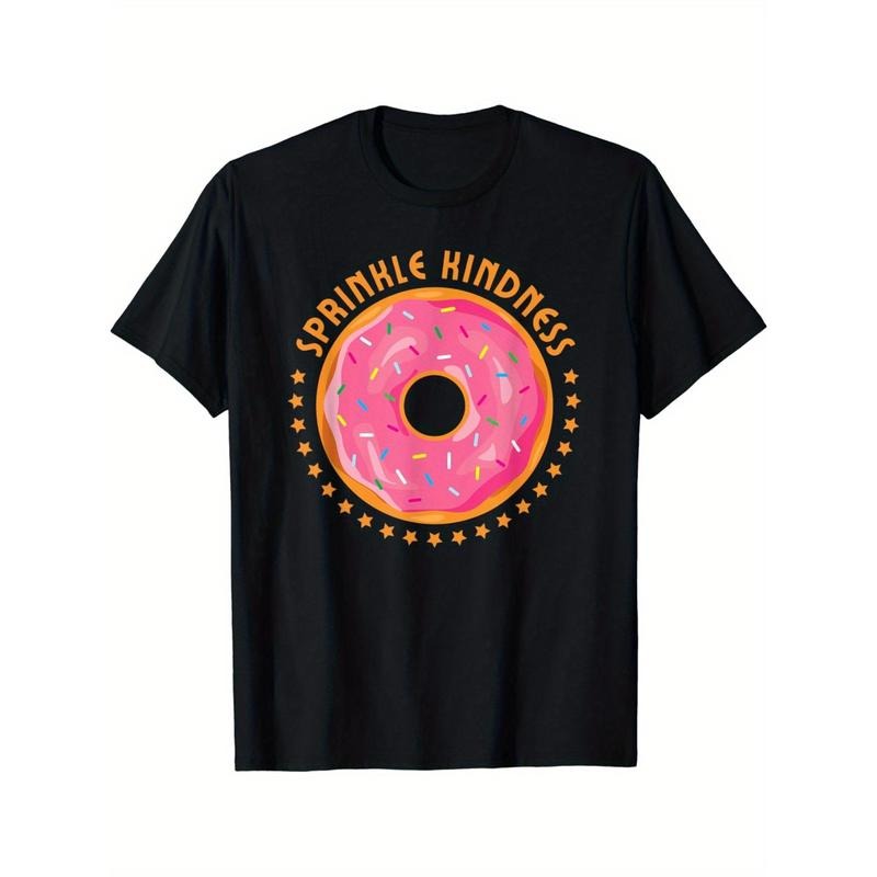 Donut Day Sprinkle Kindness Doughnut Graphic T-Shirt, 100% Cotton, Casual Crew Neck, High Stretch, Knit Fabric, Regular...