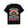 Donut Lover Graphic Tee, 100% Cotton, Casual Crew Neck T-Shirt, Regular Fit, Short Sleeve, with Geometric Donut Print,...