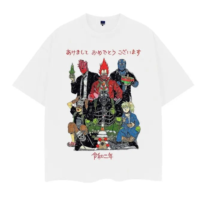 Dorohedoro "En Family" Vintage Oversized Tee Anime T-shirt 100% Cotton Original Design Men's Top Casual Streetwear...