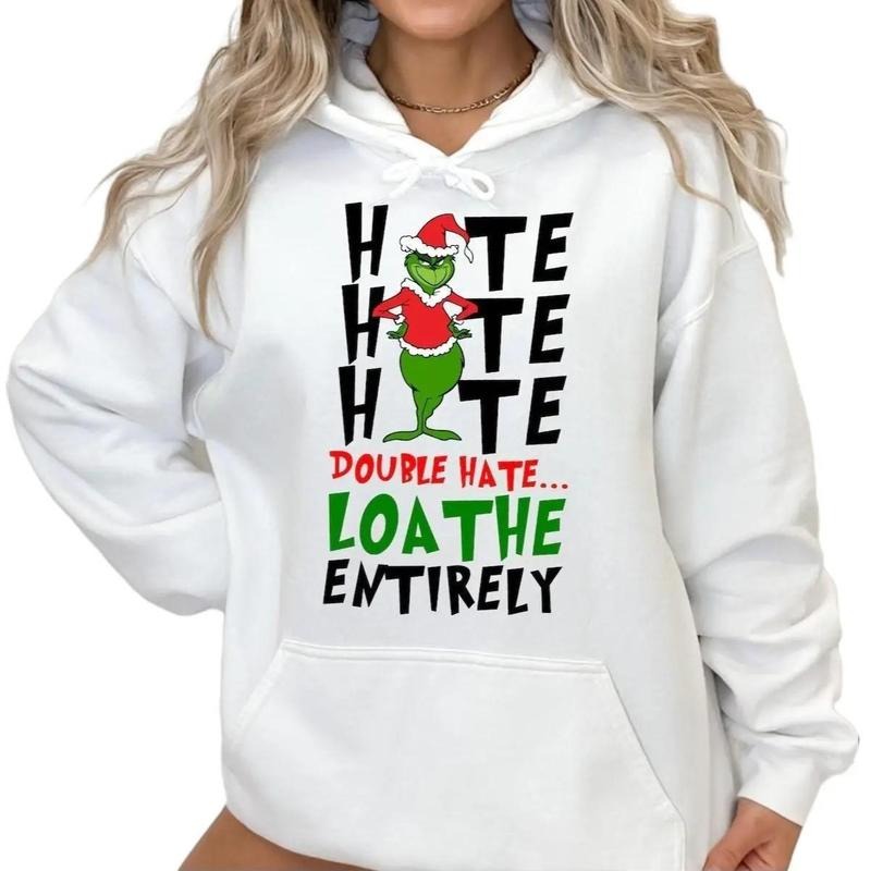Double Hate Grinch Sweatshirt, Hate Hate Hate Sweatshirt T-Shirts, Hoodie | GrindPrints.com