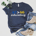 Down Syndrome Awareness Shirt, 47>46 T-shirt, Unisex Extra Chromosome Short Sleeve, Matching Down Syndrome Day Tee, Blue...
