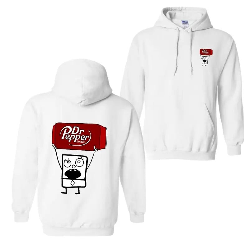 Dr Pepper Doodlebob T-shirt Hoodie, Doodlebob Shirt, Dr Pepper Shirt, Double Sided Graphic Printed Unisex Classic Comfort...