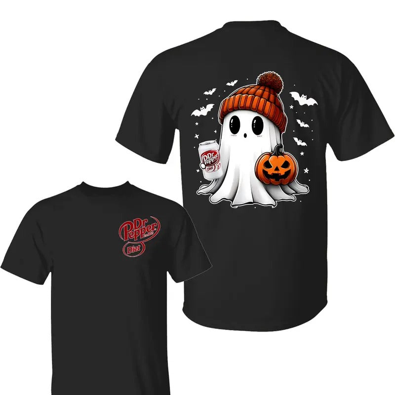 Dr Pepper Ghost Cute Pumpkin Halloween Shirt , Dr Pepper Tshirt, Halloween Shirt, Unisex Classic Cotton Tee with 2 Sided...