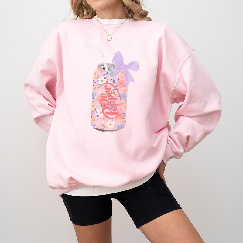 Dr Pepper Sweatshirt, Dr Pepper Gift, Floral Dr Pepper Sweatshirt, Dr Pepper Bow Crewneck, Dr Pepper Pink Bow Shirt, Cute...