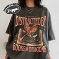 Dragon Book Shirt, Bookworm Book Dragon Sweatshirt, Easily Distracted By Dragons And Books Shirts,Dragon Rider Fan Merch,...