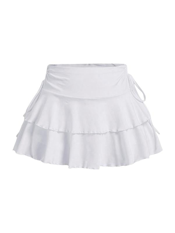 Drawstring Bow Side Mini Skirts Tiered Layer Ruffle Elastic Waist Y2K Coquette Short Skirts T-Shirts, Hoodie, Sweatshirt