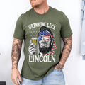 Drinking Like Lincoln 4th of July Men Abraham Merica Flag T-Shirt | Unisex Cotton Tee, Short Sleeve, Size S-3XL Hoodie,...