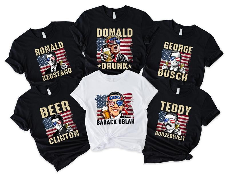 Drinking Presidents Shirt, Bachelorette Party T-shirt, Funny 4th Of July Tee, Unisex Drunk Presidents Short Sleeve,...
