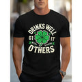 Drinks Well with Others" with Clover and Different Layout Print - Short Sleeve T