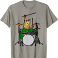 Drummer Cat Music Lover Musician Playing The Drums T-Shirt T-Shirt Menswear Top Underwear Tshirt Streetwear Tropical...