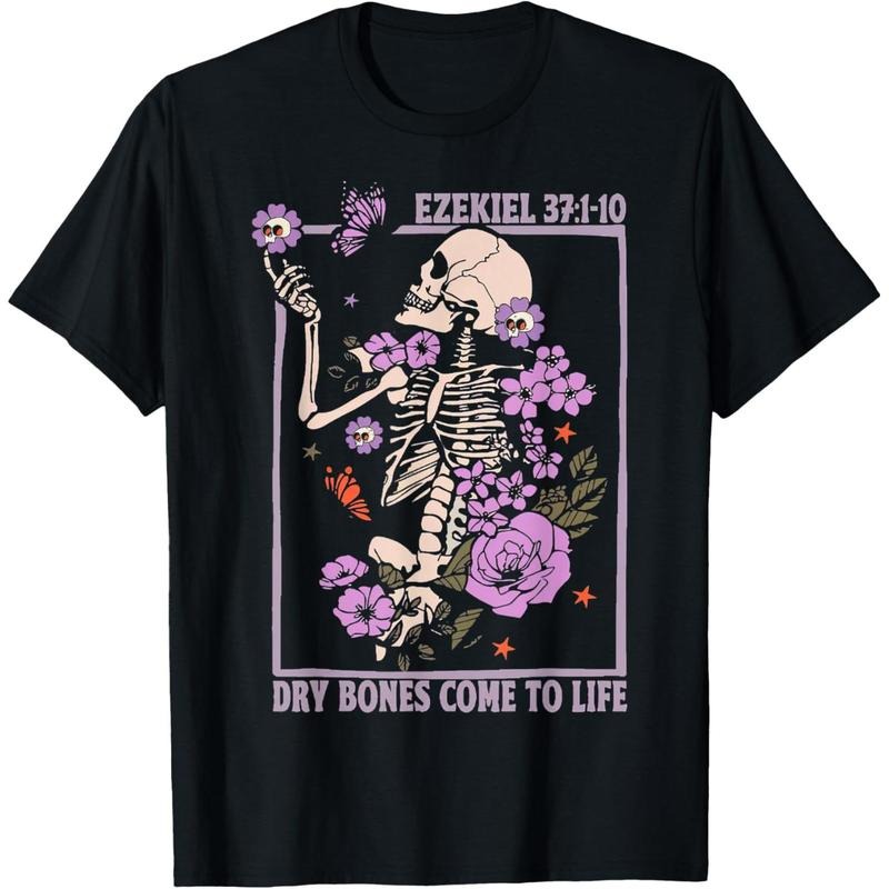 Dry Bone Come To Life Skeleton Floral T-Shirt made in usa Hoodie, Sweatshirt | GrindPrints.com