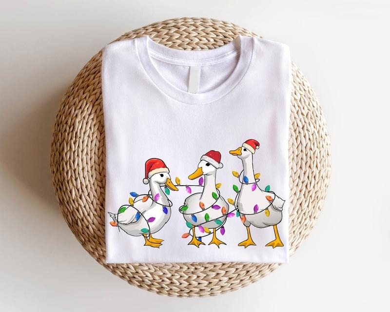 Duck Shirt Duck Lights Santa Goose Funny Duck Lover Xmas Fame Animal Shirt T-Shirts, Hoodie, Sweatshirt
