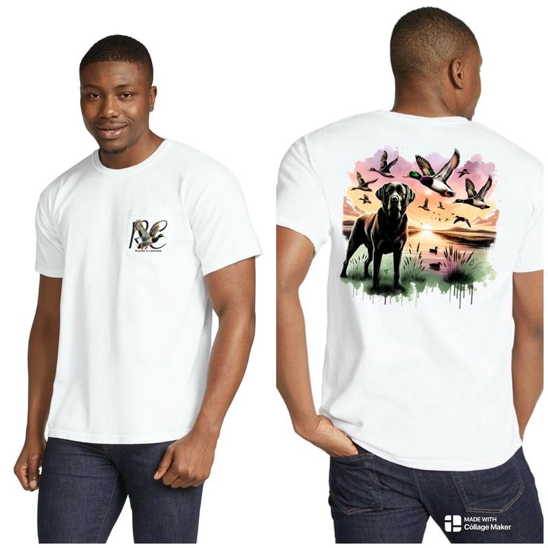 Duck Dog Sunrise Pocket T-Shirt - Unisex Casual Tropical Graphic Tee Hoodie, Sweatshirt | GrindPrints.com