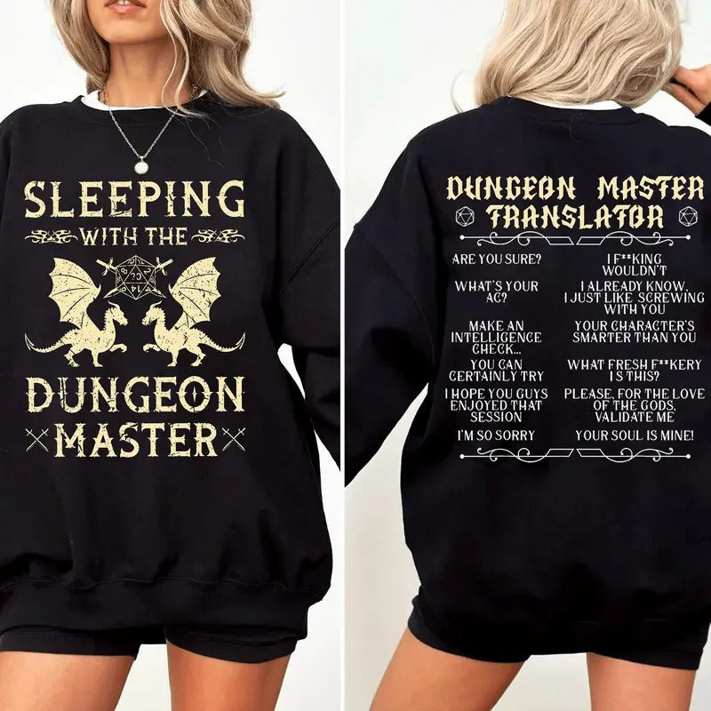 Dungeonn Master Two Sides Tshirt Sweatshirt Hoodie, Sleeping With The Dm Sweatshirt, Dnd Shirt, Dungeonss And Dragons,...